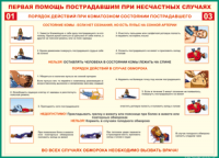 Таблица "Порядок действий при коматозном состоянии пострадавшего" (100х140 сантиметров, винил) - fgospostavki.ru - Выкса