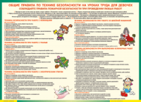 Таблица "Правила безопасности на уроках труда для девочек" (100х140 сантиметров, винил) - fgospostavki.ru - Выкса