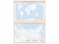 Фрагмент (демонстрационный) маркерный (двухсторонний) "Карта мира и Российской Федерации" (немая) с комплектом тематических магнитов - fgospostavki.ru - Выкса