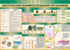 Таблица "Биотические взаимоотношения организмов" (100х140 сантиметров, винил) - fgospostavki.ru - Выкса