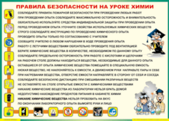 Таблица "Правила безопасности на уроке химии" (100х140 сантиметров, винил) - fgospostavki.ru - Выкса
