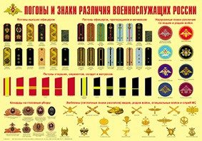 Плакат "Погоны и знаки различия военнослужащих России" - fgospostavki.ru - Выкса