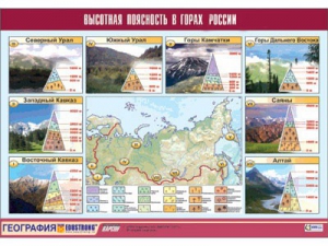 Таблица демонстрационная "Высотная поясность в горах России" (винил 70*100) - fgospostavki.ru - Выкса