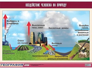 Таблица демонстрационная "Воздействие человека на природу" (винил 100*140) - fgospostavki.ru - Выкса