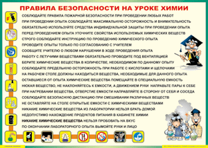 Таблица "Правила безопасности на уроке химии" (100х140 сантиметров, винил) - fgospostavki.ru - Выкса