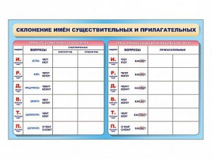 Фрагмент (демонстрационный) маркерный (двухсторонний) "Склонение имен существительных и прилагательных" - fgospostavki.ru - Выкса