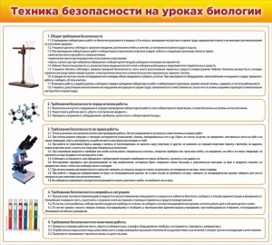 Стенд "Техника безопасности на уроках биологии" Вариант 2 - fgospostavki.ru - Выкса