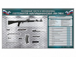 Электрифицированный стенд "Основные части и механизмы автомата Калашникова АК-74М" с полноразмерными, оригинальными макетами деталей и механизмов под стеклом - fgospostavki.ru - Выкса