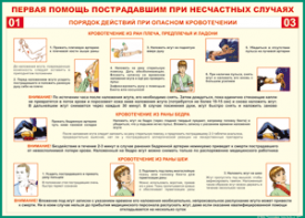 Таблица "Порядок действий при опасном кровотечении" (100х140 сантиметров, винил) - fgospostavki.ru - Выкса