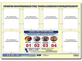 Стенд информационный "Основы безопасности жизнедеятельности" (80*110, 6 карманов) - fgospostavki.ru - Выкса