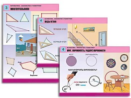 Комплект таблиц "Математика. Знакомство с геометрией" (6 таблиц, формат А1, ламинированные) - fgospostavki.ru - Выкса