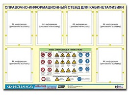 Стенд информационный "Правила техники безопасности в кабинете физики" (80х110, 6 карманов) - fgospostavki.ru - Выкса