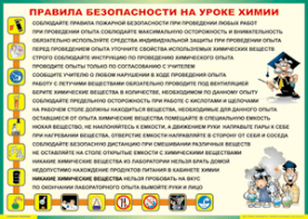 Таблица "Правила безопасности на уроке химии" (100х140 сантиметров, винил) - fgospostavki.ru - Выкса