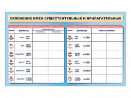 Фрагмент (демонстрационный) маркерный (двухсторонний) "Склонение имен существительных и прилагательных" - fgospostavki.ru - Выкса